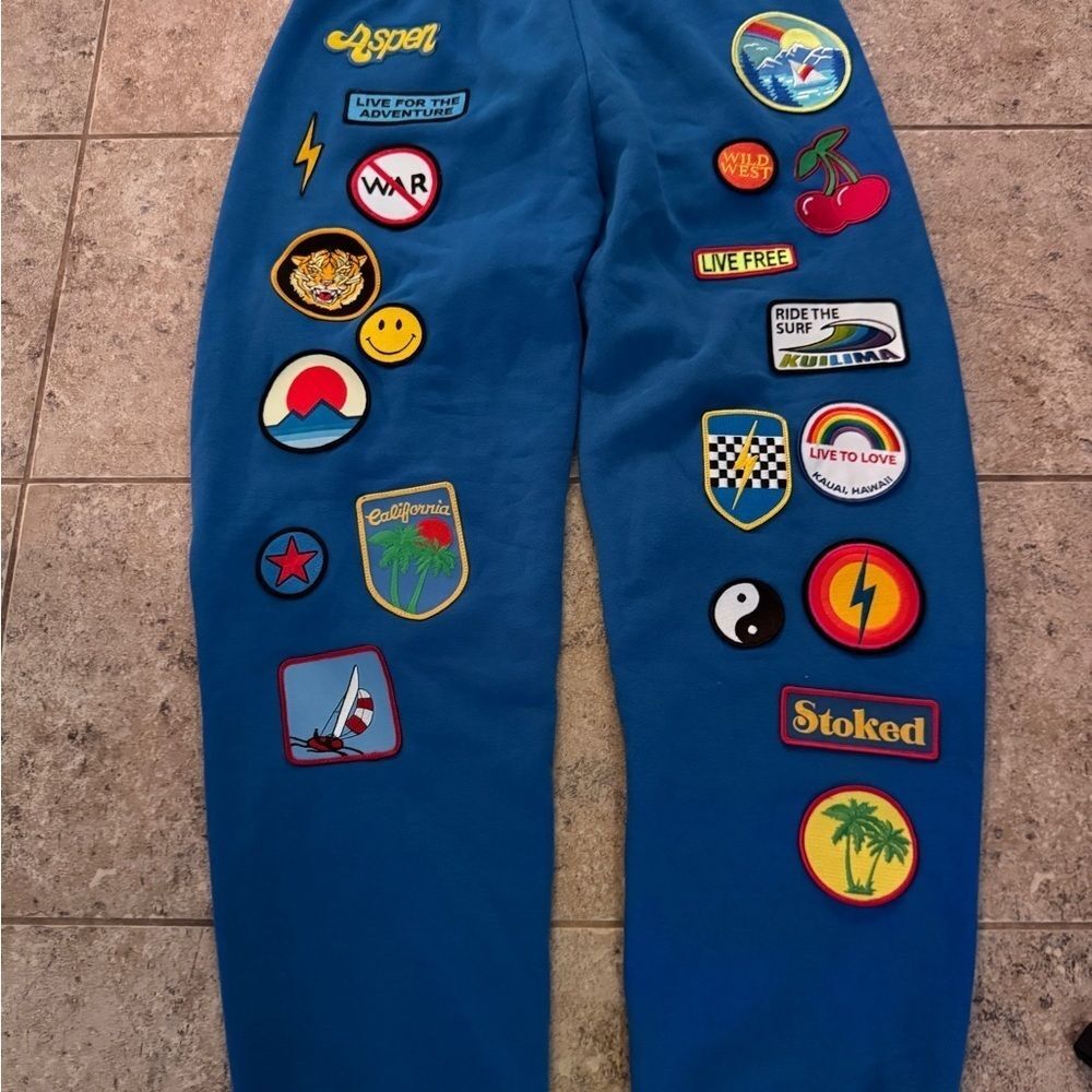 Aviator Nation VINTAGE PATCH CREW & SWEATPANTS - OCEAN - Picture 2 of 10